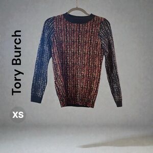 ‼️LAST CHANCE‼️ 
Tory Burch Blue and Red Crew Neck Sweater